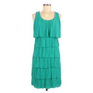 Shelli Segal Women's Dress 8 Pleated Layered Ruffle Groove Sleeveless